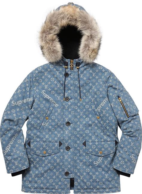 louis vuitton supreme parka denim|Louis Vuitton supreme camo jacket.